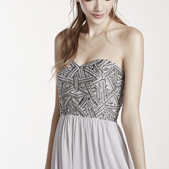 Strapless Geometric Beaded Prom Dress - Picture 4 of 4